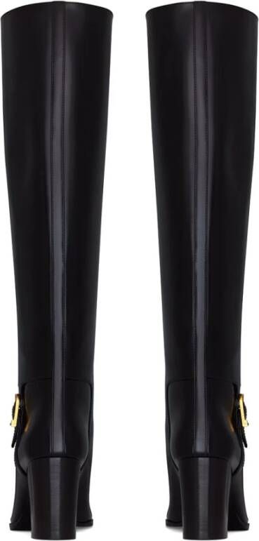 Saint Laurent Elegante Leren Enkellaarzen Black Dames