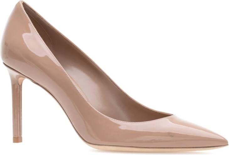 Saint Laurent Elegante Zwarte Leren Pumps Beige Dames