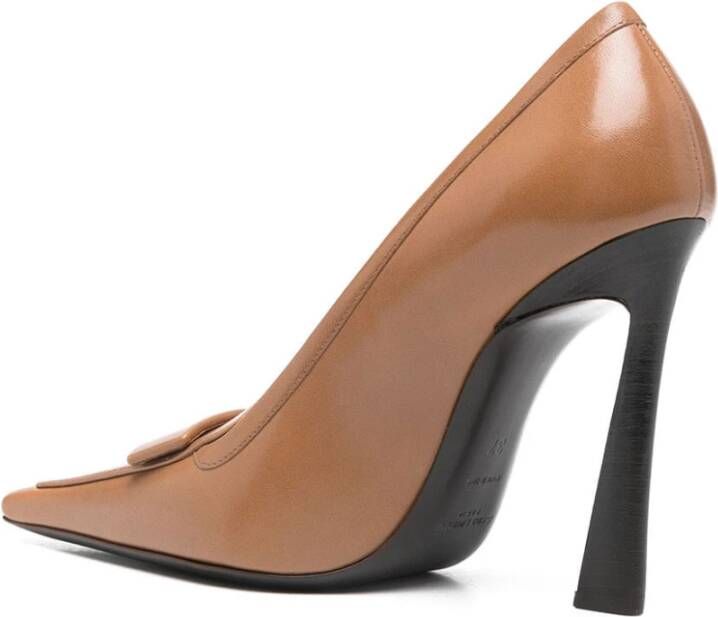 Saint Laurent Elegante Zwarte Leren Pumps Brown Dames