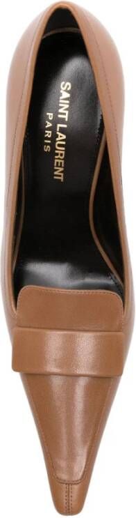 Saint Laurent Elegante Zwarte Leren Pumps Brown Dames