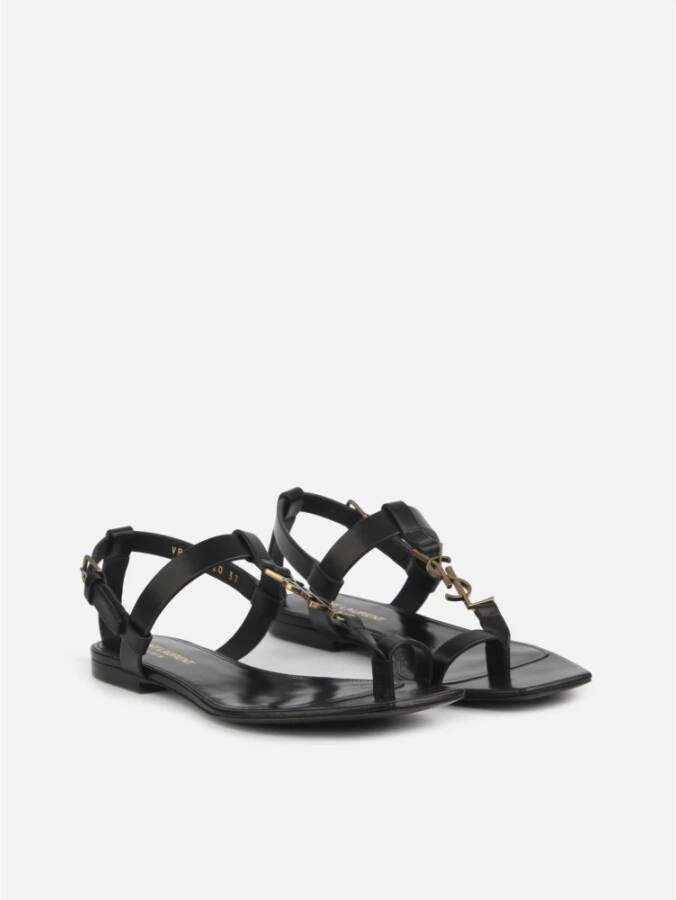 Saint Laurent Stijlvolle Comfortabele Platte Sandalen Zwart Dames