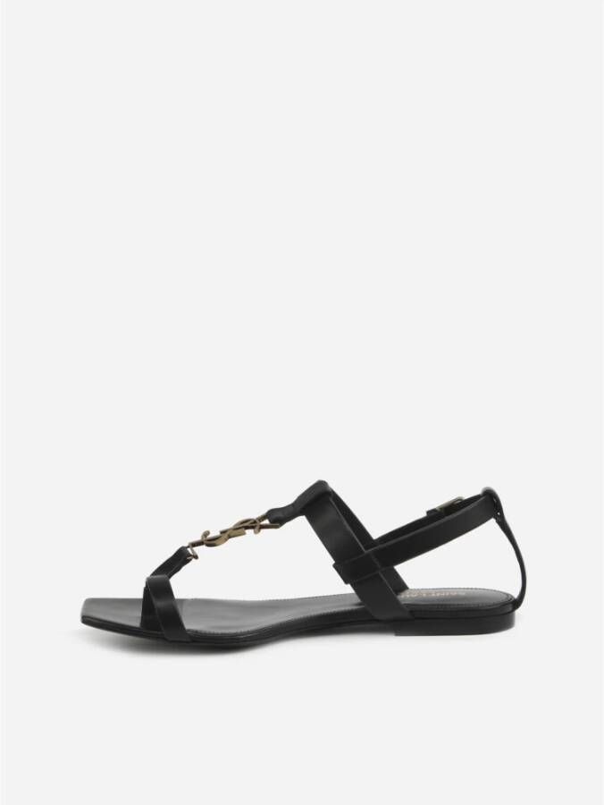 Saint Laurent Stijlvolle Comfortabele Platte Sandalen Zwart Dames