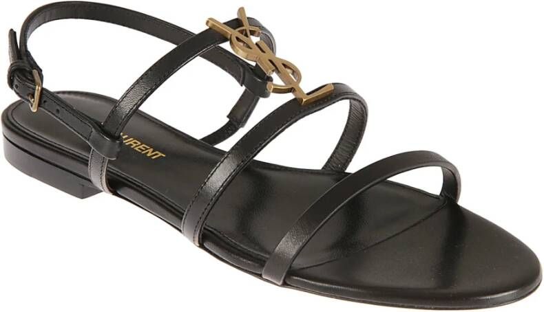 Saint Laurent Platte sandalen Zwart Dames