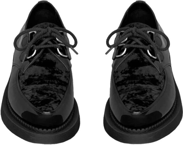 Saint Laurent Fluwelen Veterschoenen voor Vrouwen Black Dames