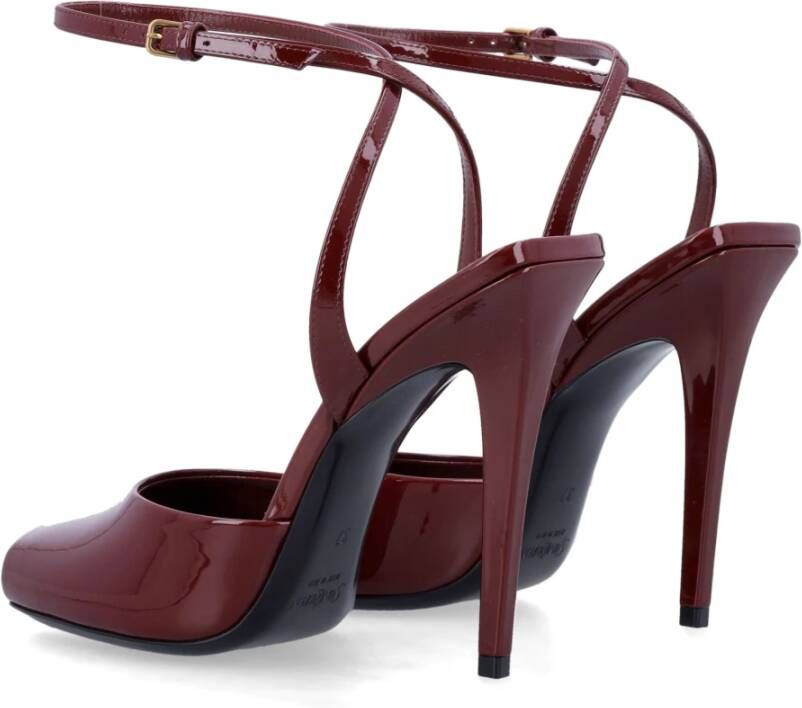 Saint Laurent Garnet La Scandale Leren Sandalen Red Dames