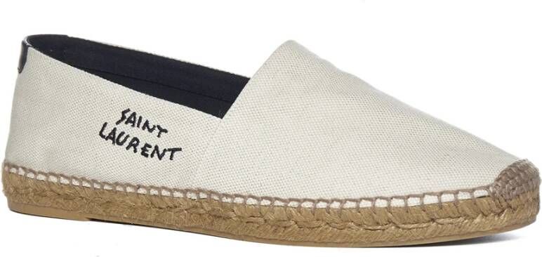 Saint Laurent Geborduurde Logo Espadrilles Beige Heren