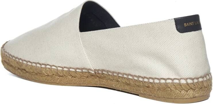 Saint Laurent Geborduurde Logo Espadrilles Beige Heren