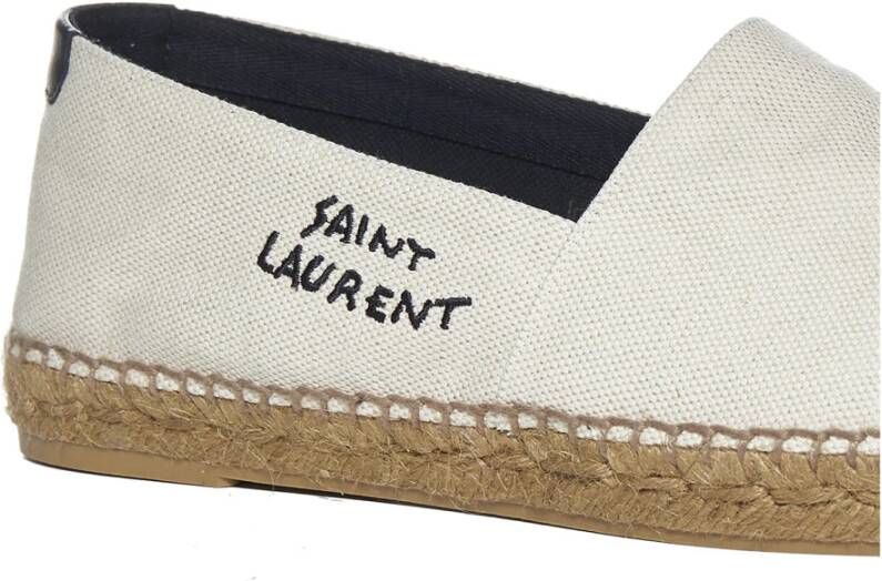 Saint Laurent Geborduurde Logo Espadrilles Beige Heren