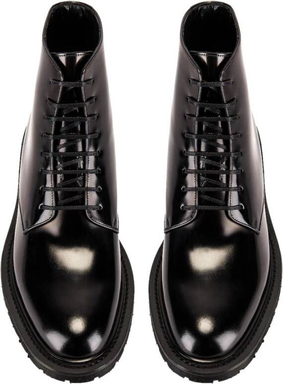 Saint Laurent Geborsteld leren veterschoenen Black Heren