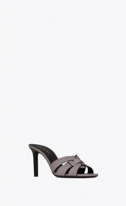 Saint Laurent Gekruiste Band Stiletto Muiltjes Gray Dames