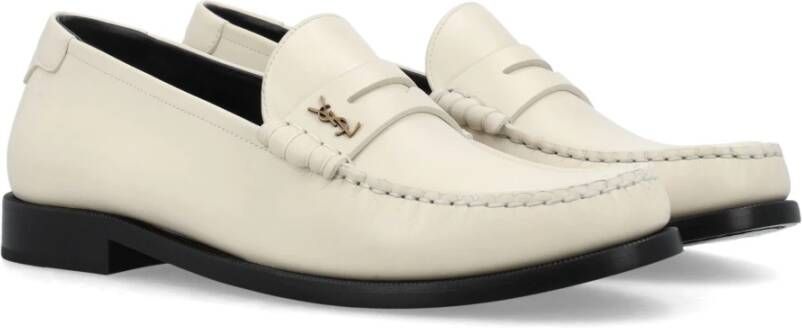 Saint Laurent Gesloten Pearl Penny Loafer Schoenen Beige Heren