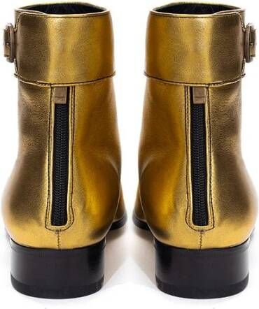 Saint Laurent Gouden Leren Laarzen Yellow Dames