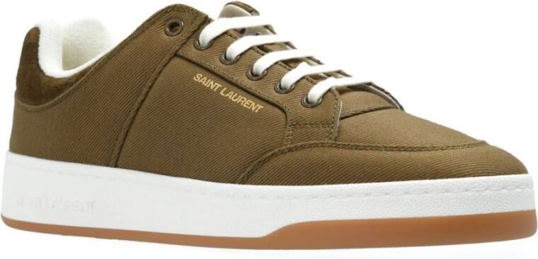 Saint Laurent Groene Sneakers Stijlvol Ronde Neus Vetersluiting Green Dames