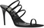 Saint Laurent Satin Sandalen met Strass Logo Black Dames - Thumbnail 8