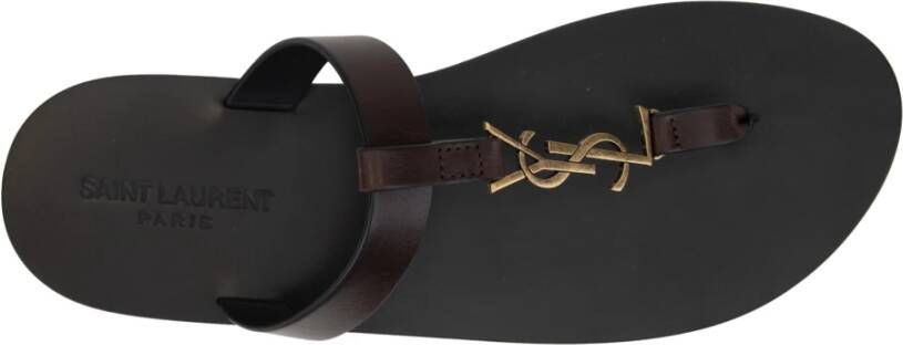 Saint Laurent Heren Instap leren sandalen Brown Heren