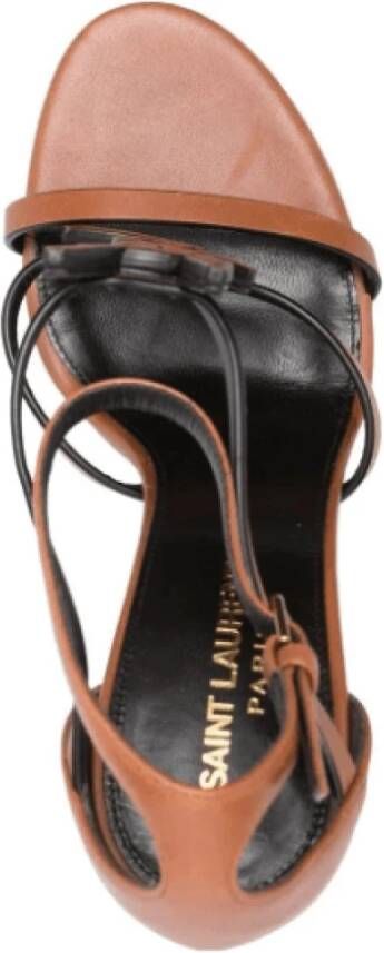 Saint Laurent Cassandra 100 Strappy Sandalen Bruin Dames