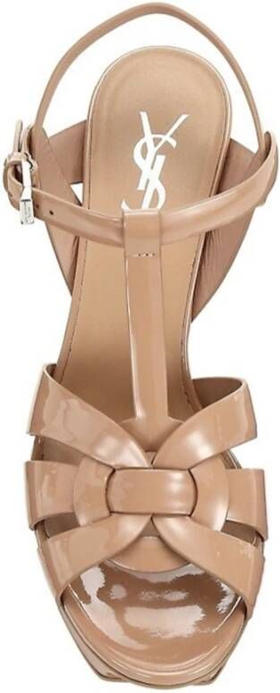 Saint Laurent Hoge hak sandalen met lak effect Beige Dames