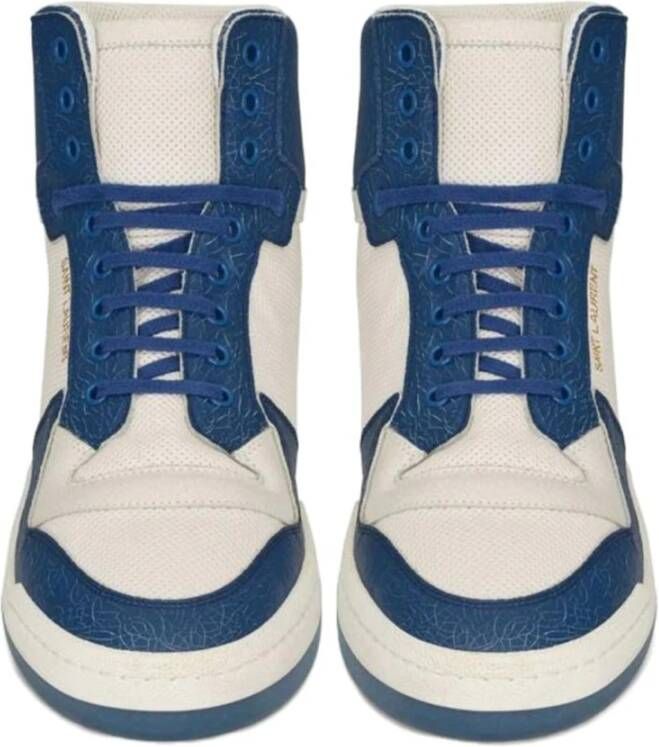 Saint Laurent Hoge Sneakers met Iconisch Logo Blue Heren