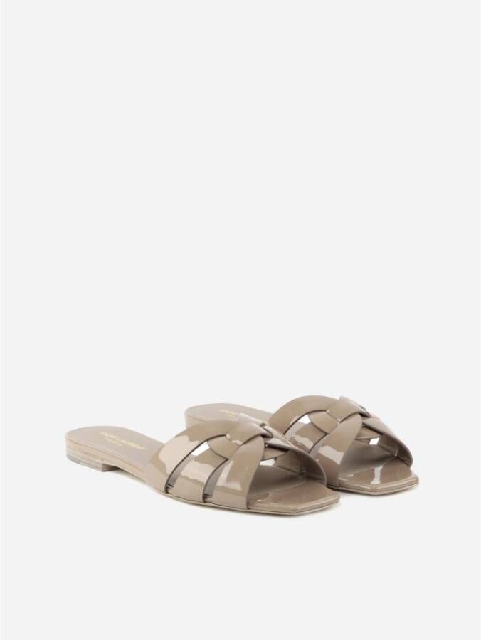 Saint Laurent Katoenen Sandalen Beige Dames