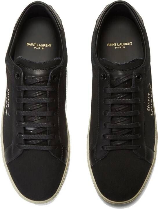 Saint Laurent Klassieke canvas sneakers met logodetail Black Heren