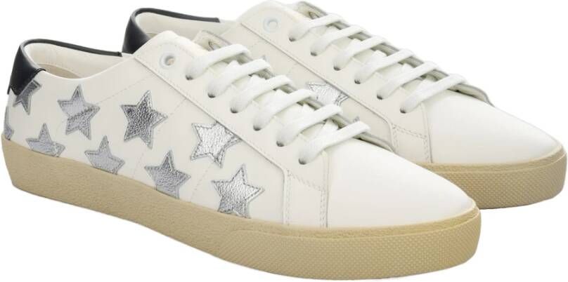 Saint Laurent Klassieke Leren Sneakers met Applicaties White Dames