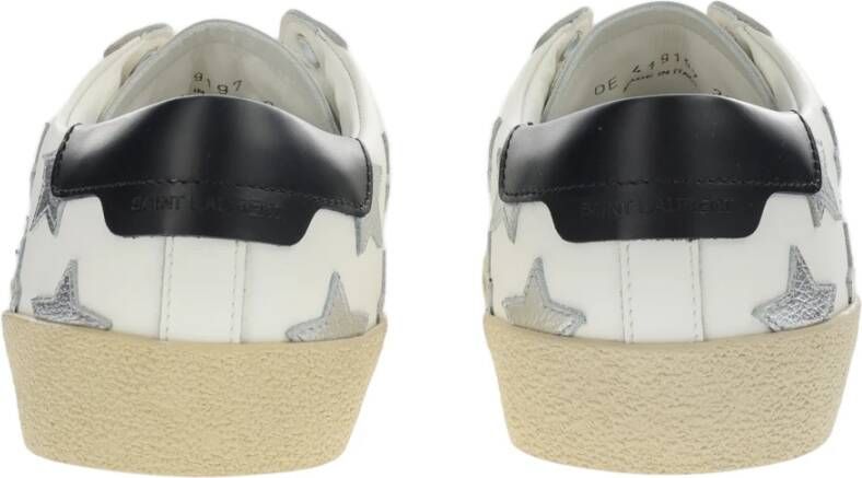 Saint Laurent Klassieke Leren Sneakers met Applicaties White Dames