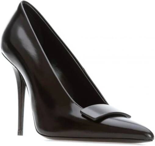 Saint Laurent Klassieke Zwarte Leren Pumps Black Dames