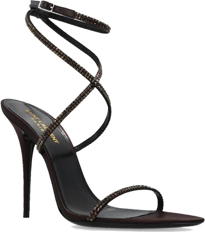 Saint Laurent Kristal Amandel Teen Sandalen Brown Dames