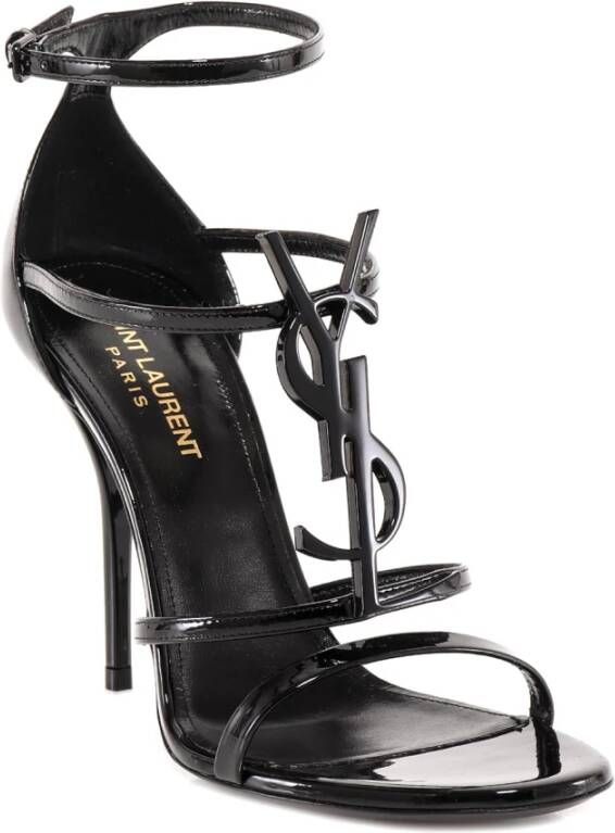 Saint Laurent Lakleren Stiletto Sandalen Zwart Dames