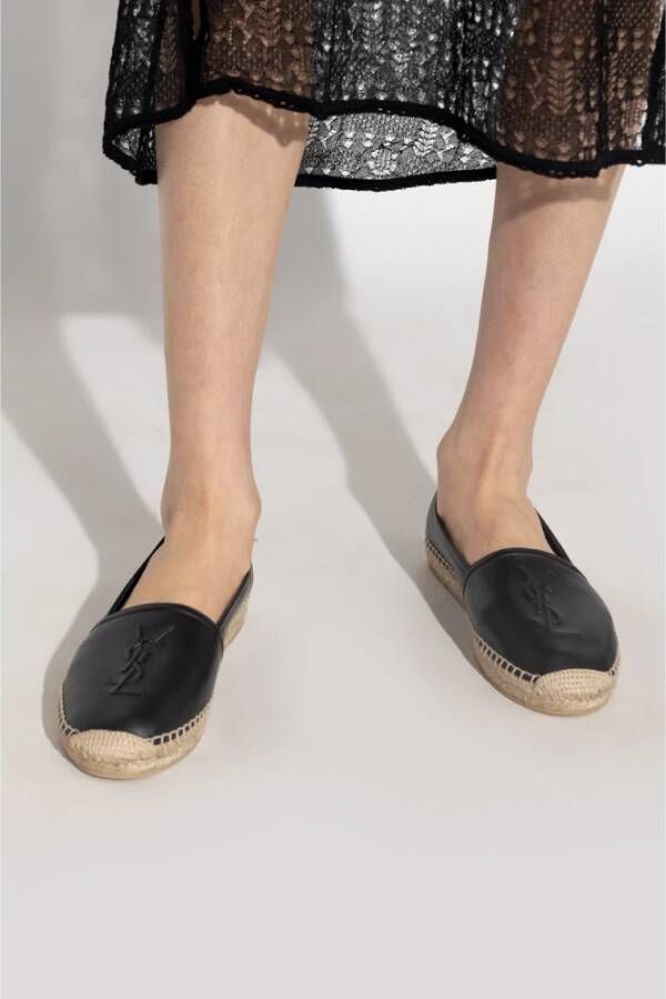 Saint Laurent Leren espadrilles Black Dames