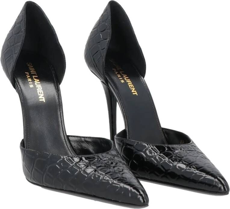 Saint Laurent Leren Krokodil Effect Pumps Black Dames