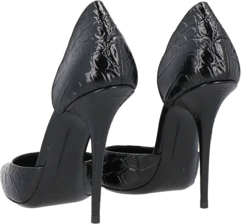 Saint Laurent Leren Krokodil Effect Pumps Black Dames