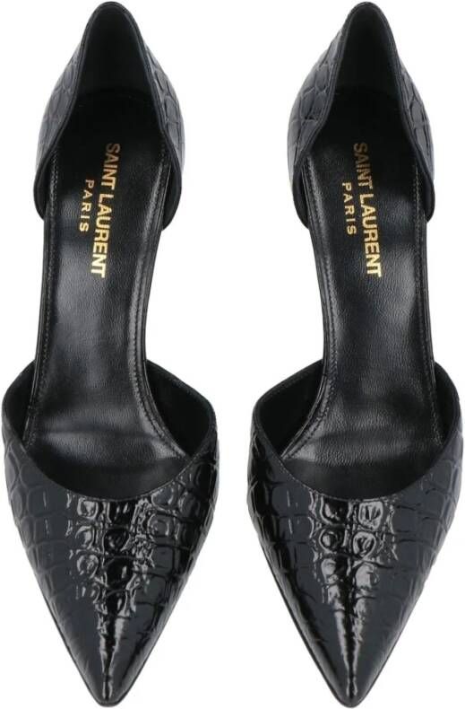 Saint Laurent Leren Krokodil Effect Pumps Black Dames