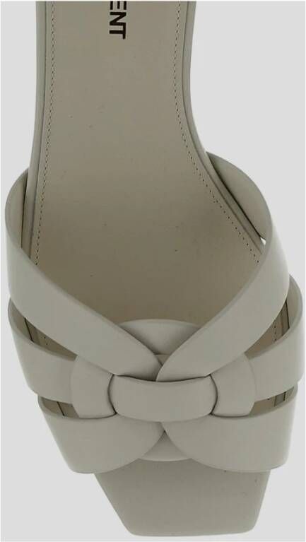 Saint Laurent Leren Muilezel Schoen White Dames