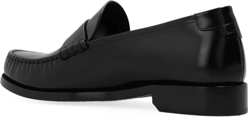 Saint Laurent Leren Penny Loafers met YSL Logo Black Heren