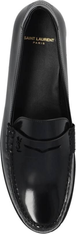 Saint Laurent Leren Penny Loafers met YSL Logo Black Heren