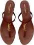 Saint Laurent Leren platte sandalen met YSL-logo Brown Dames - Thumbnail 4