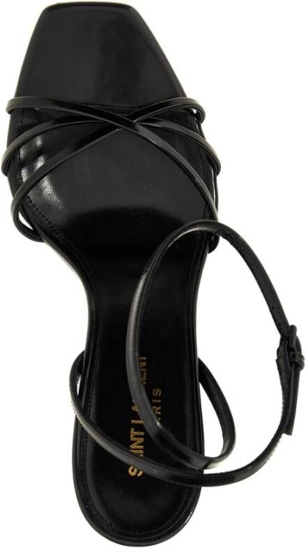 Saint Laurent Leren sandalen met Cassandre-hak Black Dames