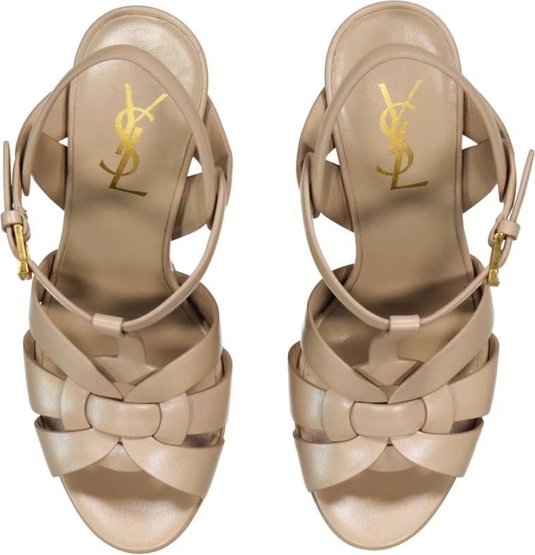 Saint Laurent Leren sandalen met enkelgesp sluiting Beige Dames