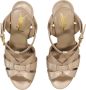 Saint Laurent Verhoog je stijl met leren sandalen met hoge hakken Beige Dames - Thumbnail 12