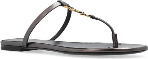 Saint Laurent Leren slides Brown Dames