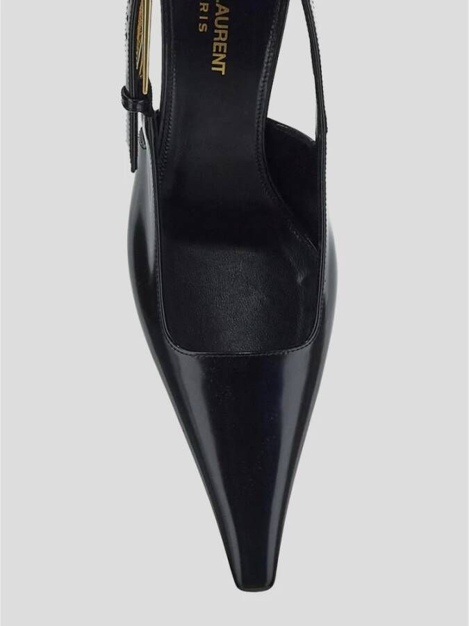 Saint Laurent Leren Slingback Schoen Black Dames