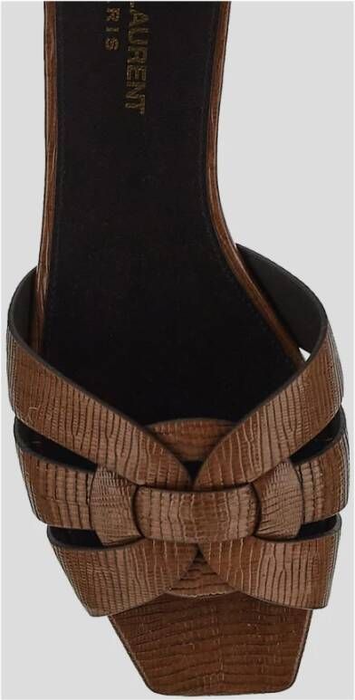 Saint Laurent Leren Tribute Mule Brown Dames