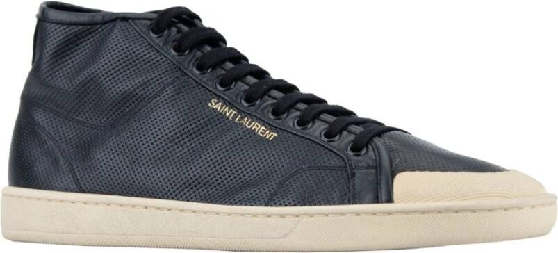 Saint Laurent Leren Vetersneakers met Geperforeerd Ontwerp Black Heren