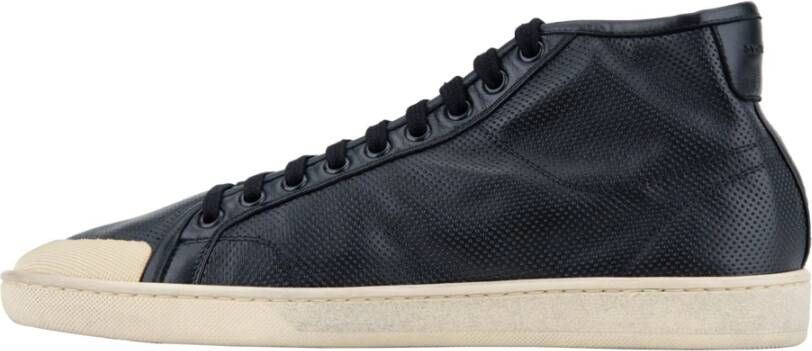 Saint Laurent Leren Vetersneakers met Geperforeerd Ontwerp Black Heren