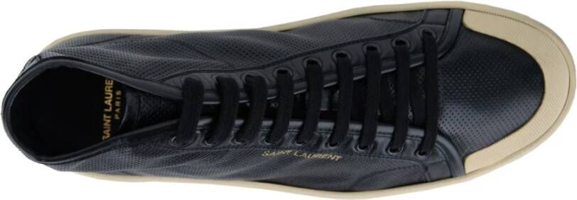 Saint Laurent Leren Vetersneakers met Geperforeerd Ontwerp Black Heren