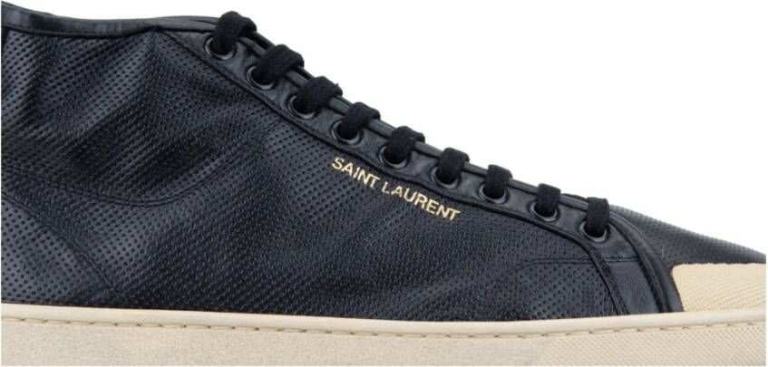 Saint Laurent Leren Vetersneakers met Geperforeerd Ontwerp Black Heren