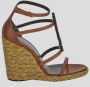 Saint Laurent Leren Wedge Espadrilles Brown Dames - Thumbnail 2