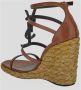 Saint Laurent Leren Wedge Espadrilles Brown Dames - Thumbnail 4