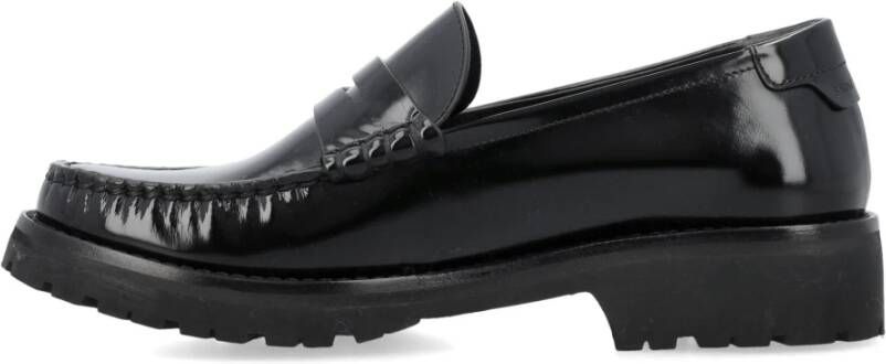 Saint Laurent Klassieke Zwarte Leren Loafers Black Dames